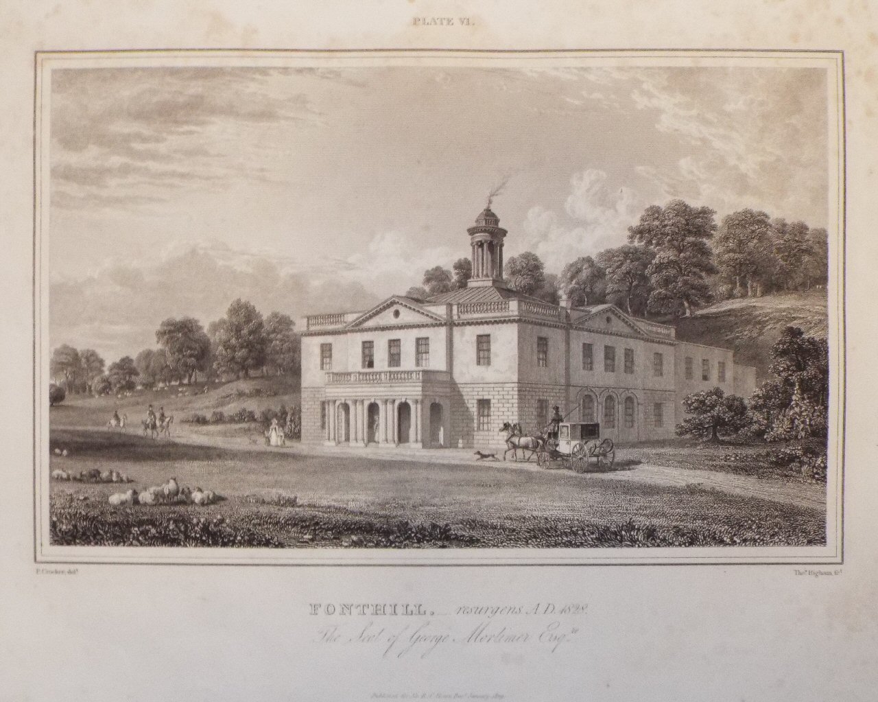 Print - Fonthill. - resurgens A D 1828. The Seat of George Mortimer Esqre. - Higham